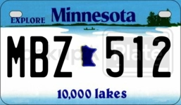 MBZ512 license plate in Minnesota