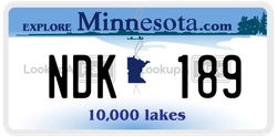 NDK189  license plate in MN