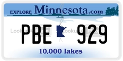 PBE929  license plate in MN