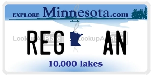 REGAN license plate in Minnesota