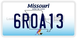 6R0A13  license plate in MO