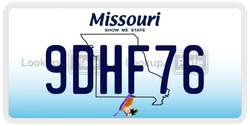 9DHF76  license plate in MO