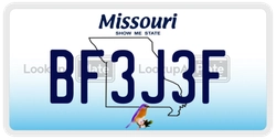 BF3J3F  license plate in MO