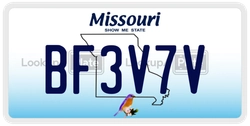 BF3V7V  license plate in MO