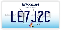 LE7J2C  license plate in MO