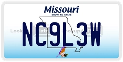 NC9L3W  license plate in MO