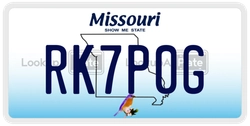 RK7P0G  license plate in MO