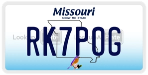 RK7P0G license plate in Missouri
