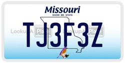 TJ3F3Z  license plate in MO