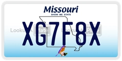 XG7F8X  license plate in MO