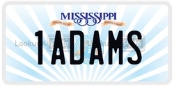 1ADAMS  license plate in MS