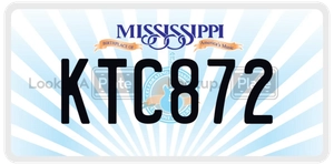 KTC872 license plate in Mississippi