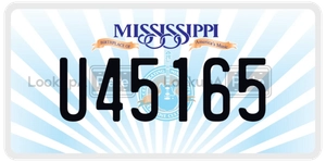 U45165 license plate in Mississippi