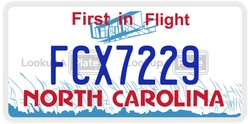 FCX7229  license plate in NC