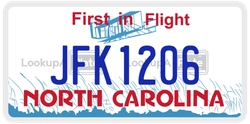 JFK1206  license plate in NC
