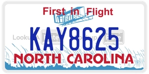 KAY8625 license plate in North Carolina