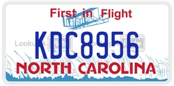 KDC8956  license plate in NC