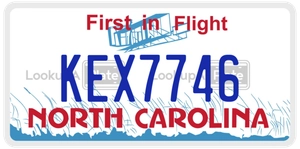 KEX7746 license plate in North Carolina