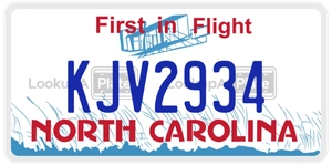 KJV2934 license plate in North Carolina