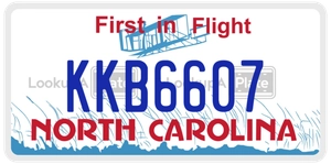 KKB6607 license plate in North Carolina