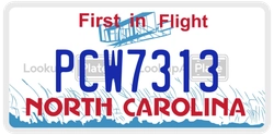 PCW7313  license plate in NC