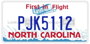 PJK5112 license plate in North Carolina