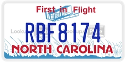 RBF8174  license plate in NC