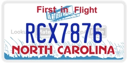 RCX7876  license plate in NC