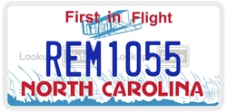 REM1055  license plate in NC