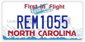 REM1055 license plate in North Carolina