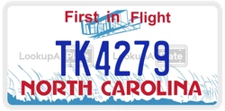 TK4279  license plate in NC