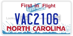 VAC2106  license plate in NC