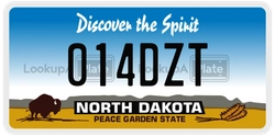 014DZT  license plate in ND