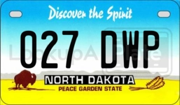 027DWP license plate in North Dakota