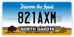 821AXM  license plate in ND