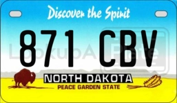 871CBV license plate in North Dakota