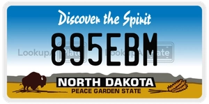 895EBM license plate in North Dakota