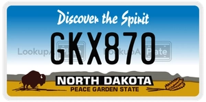 GKX870 license plate in North Dakota
