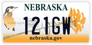 121GW license plate in Nebraska