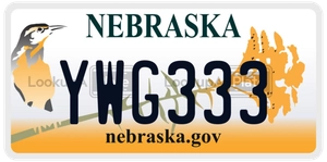 YWG333 license plate in Nebraska