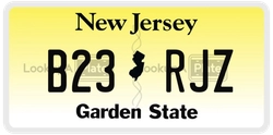 B23RJZ  license plate in NJ
