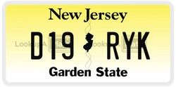 D19RYK  license plate in NJ