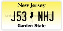 J53NHJ  license plate in NJ