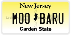 MOOBARU  license plate in NJ