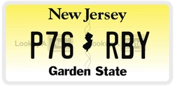 P76RBY  license plate in NJ