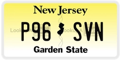 P96SVN  license plate in NJ