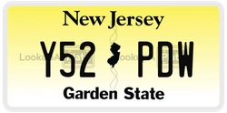 Y52PDW  license plate in NJ