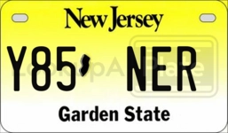 Y85NER license plate in New Jersey