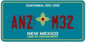ANZM32 license plate in New Mexico