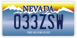 033ZSW license plate in Nevada